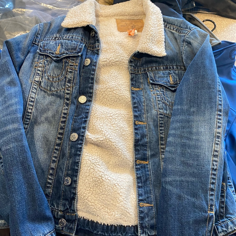True Religion Blue Denim Jacket with Sherpa Lining